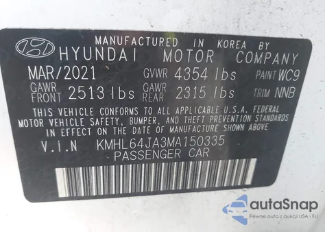 2021 Hyundai Sonata Sel from USA, damaged, VIN KMHL64JA3MA150335